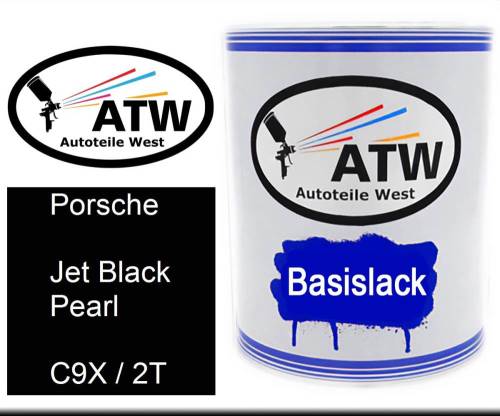 Porsche, Jet Black Pearl, C9X / 2T: 1L Lackdose, von ATW Autoteile West.